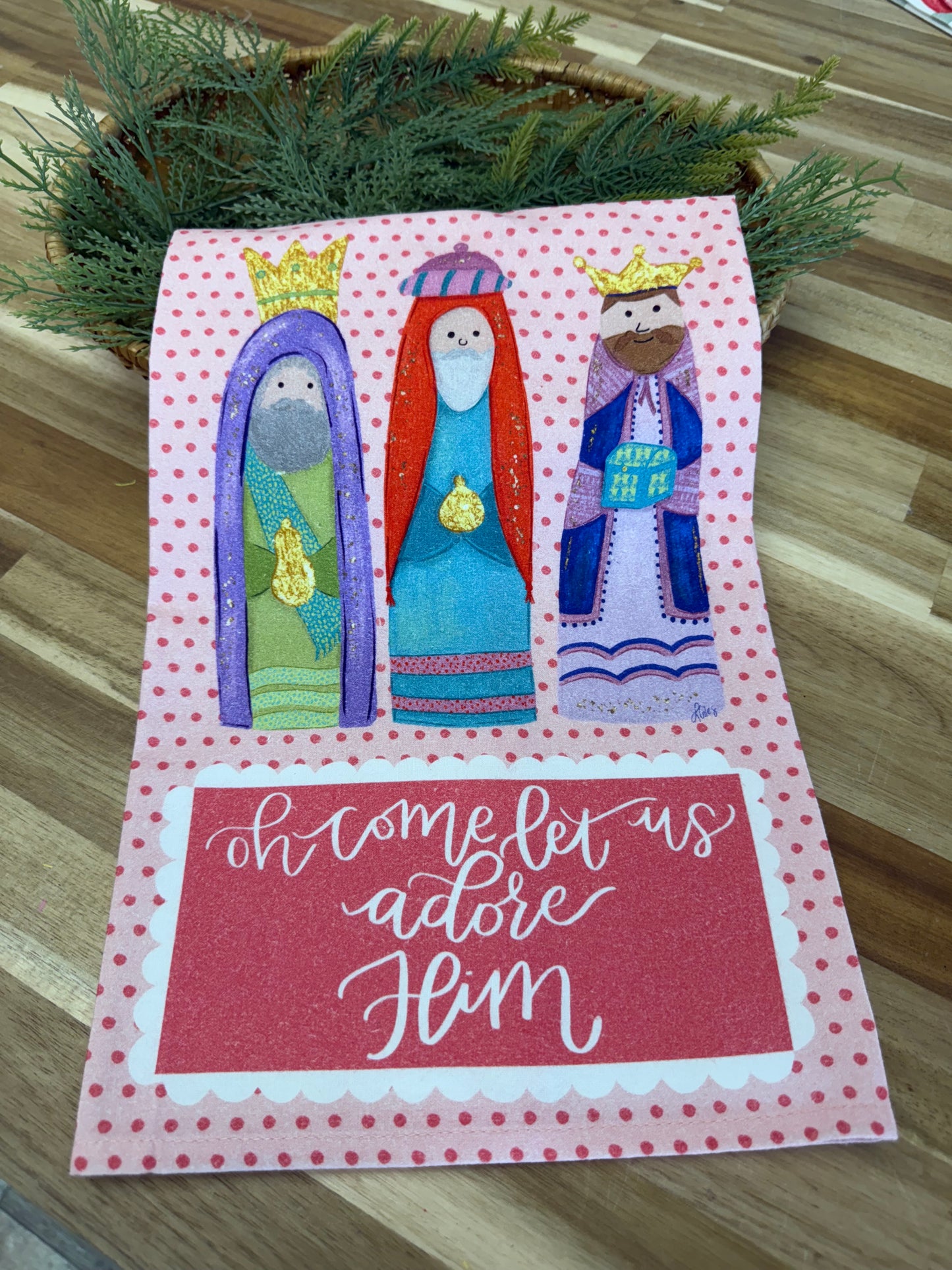 Oh Come Let Us Adore Him Tea Towel