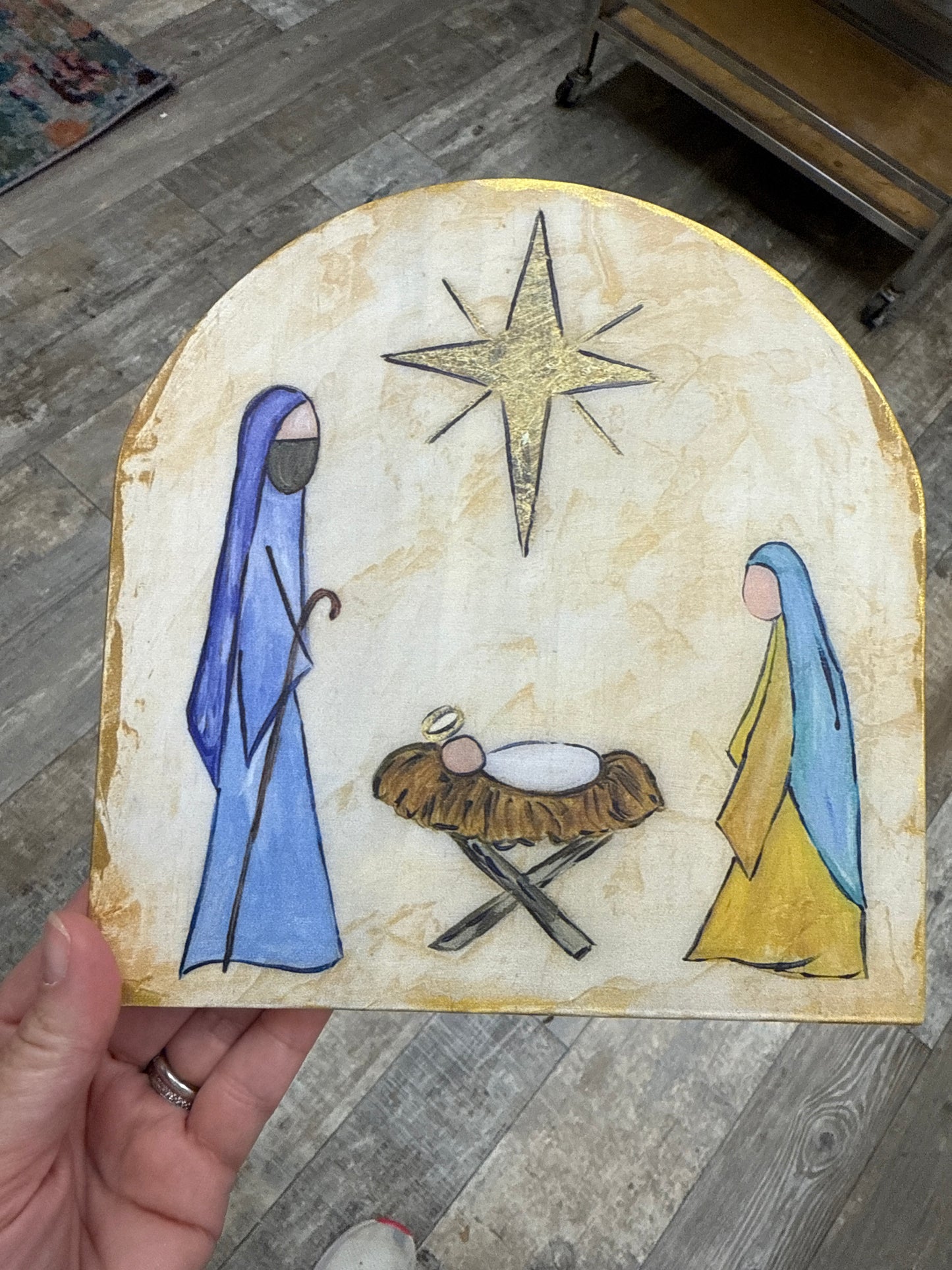 Wood 3 piece Nativity Set Print