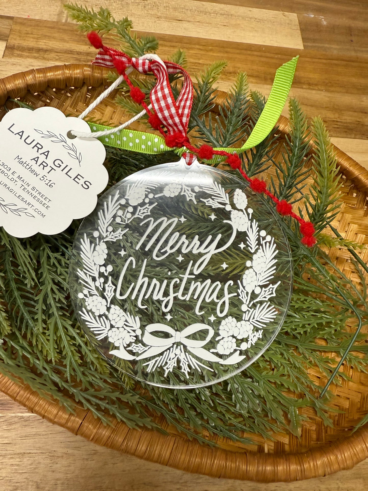 White Merry Christmas Ornament acrylic