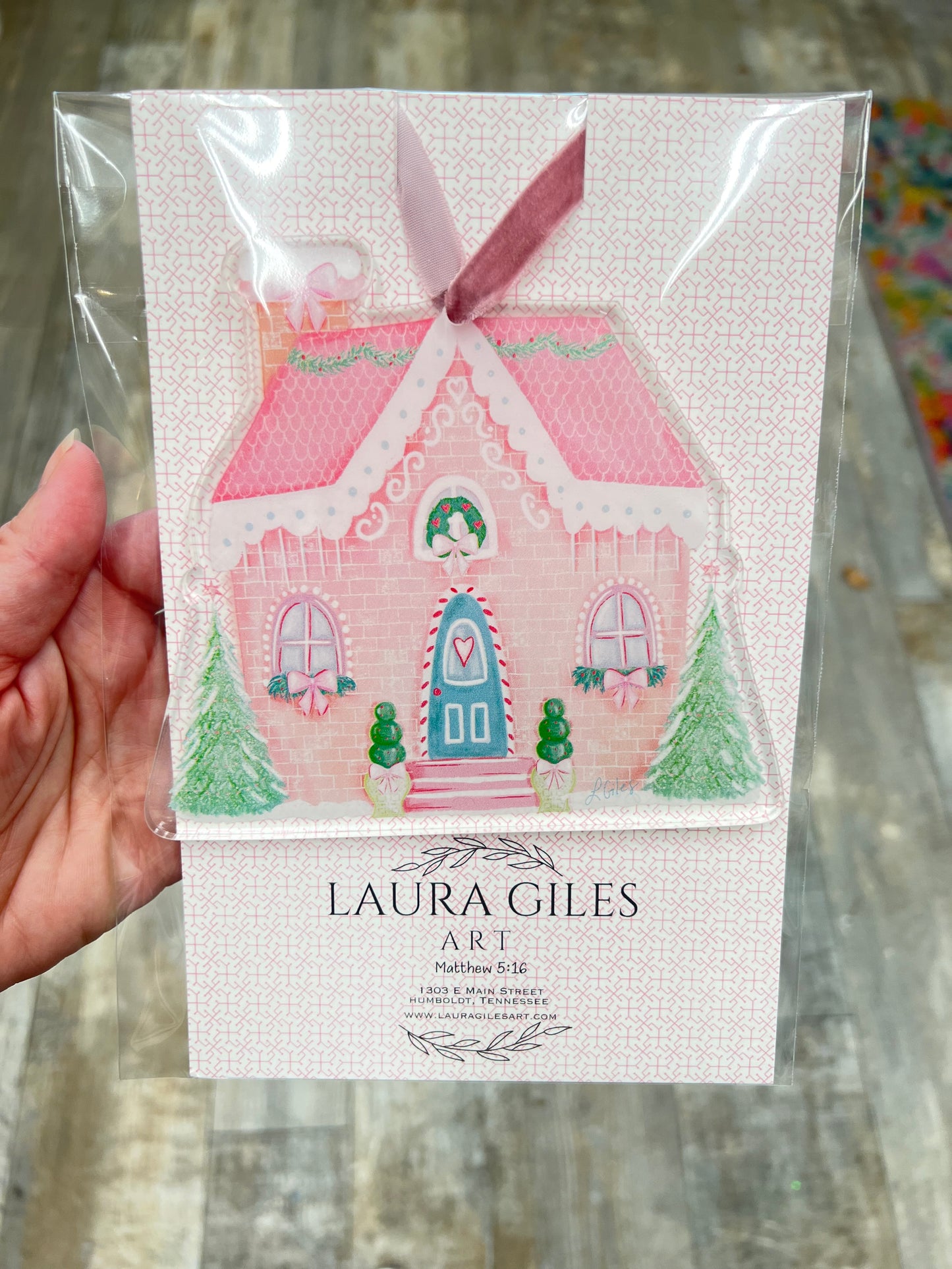 Acrylic Pink Gingerbread Ornament