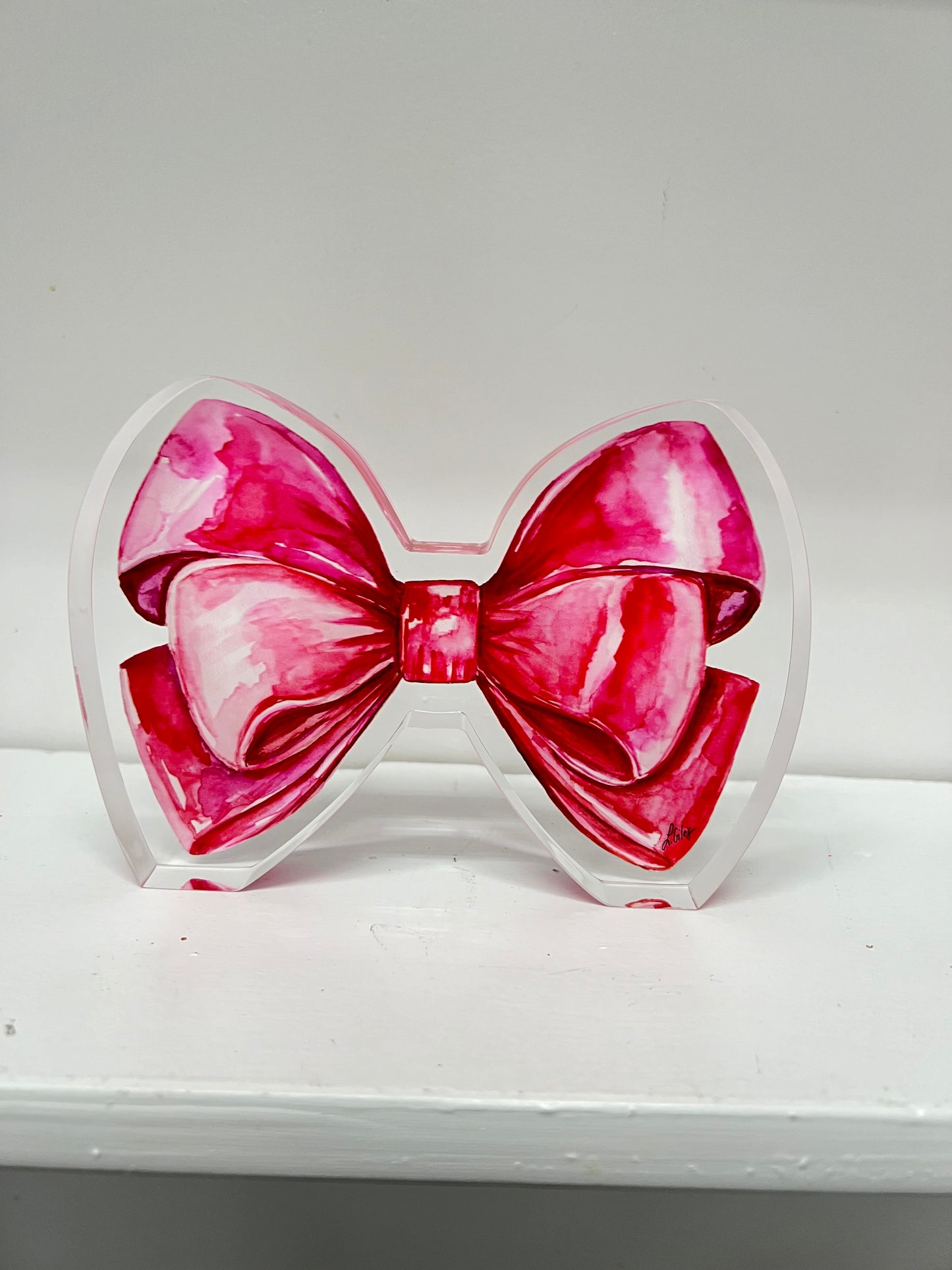 Red Bow Acrylic Block
