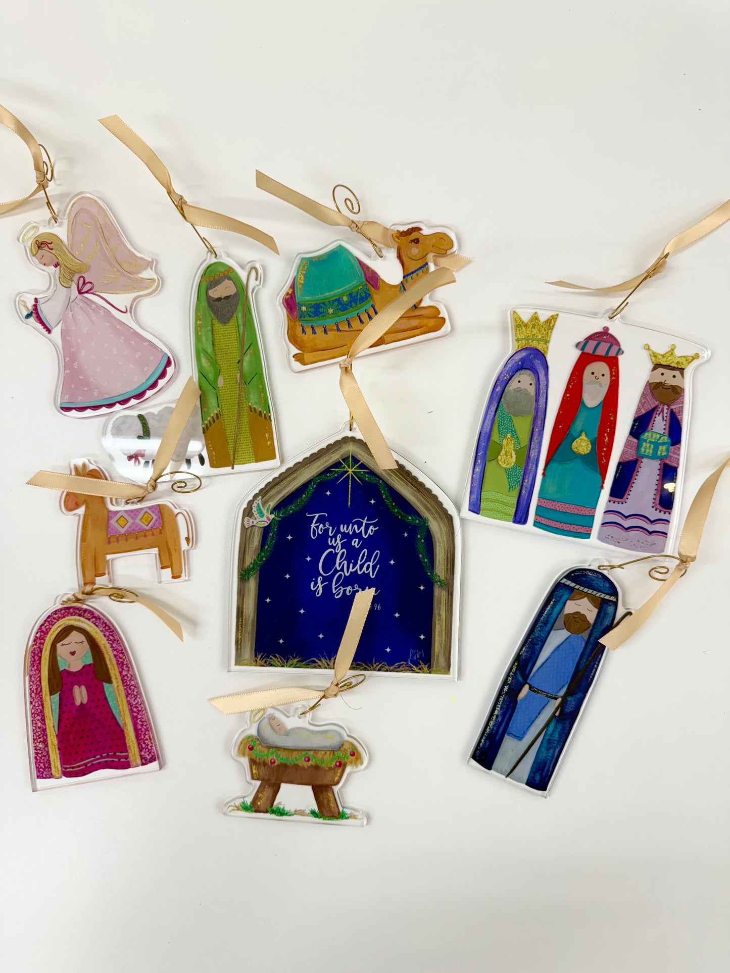 9 Piece Nativity Acrylic Cut-Out Ornament Set