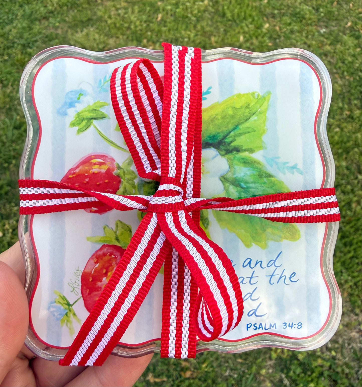 Set of 2 - Berry Coasters Psalm 34:8