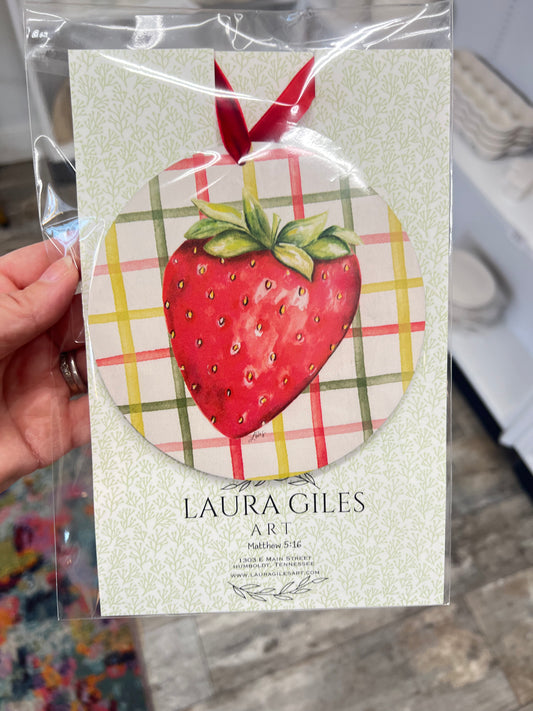 Strawberry Wood Ornament