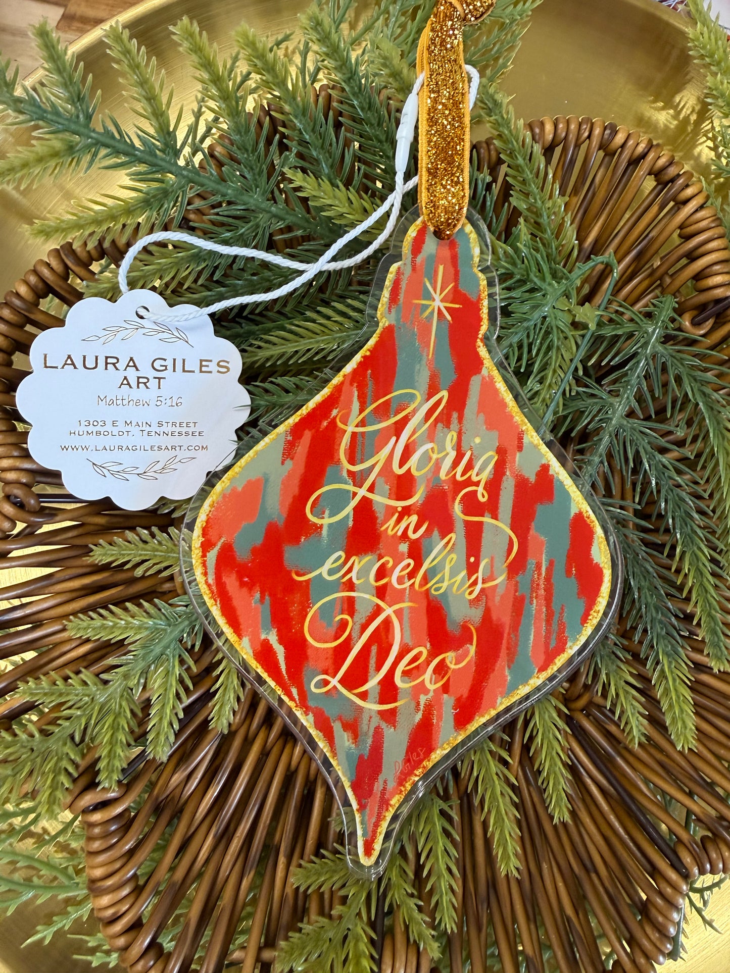 Gloria in excelis Deo acrylic ornament 6"