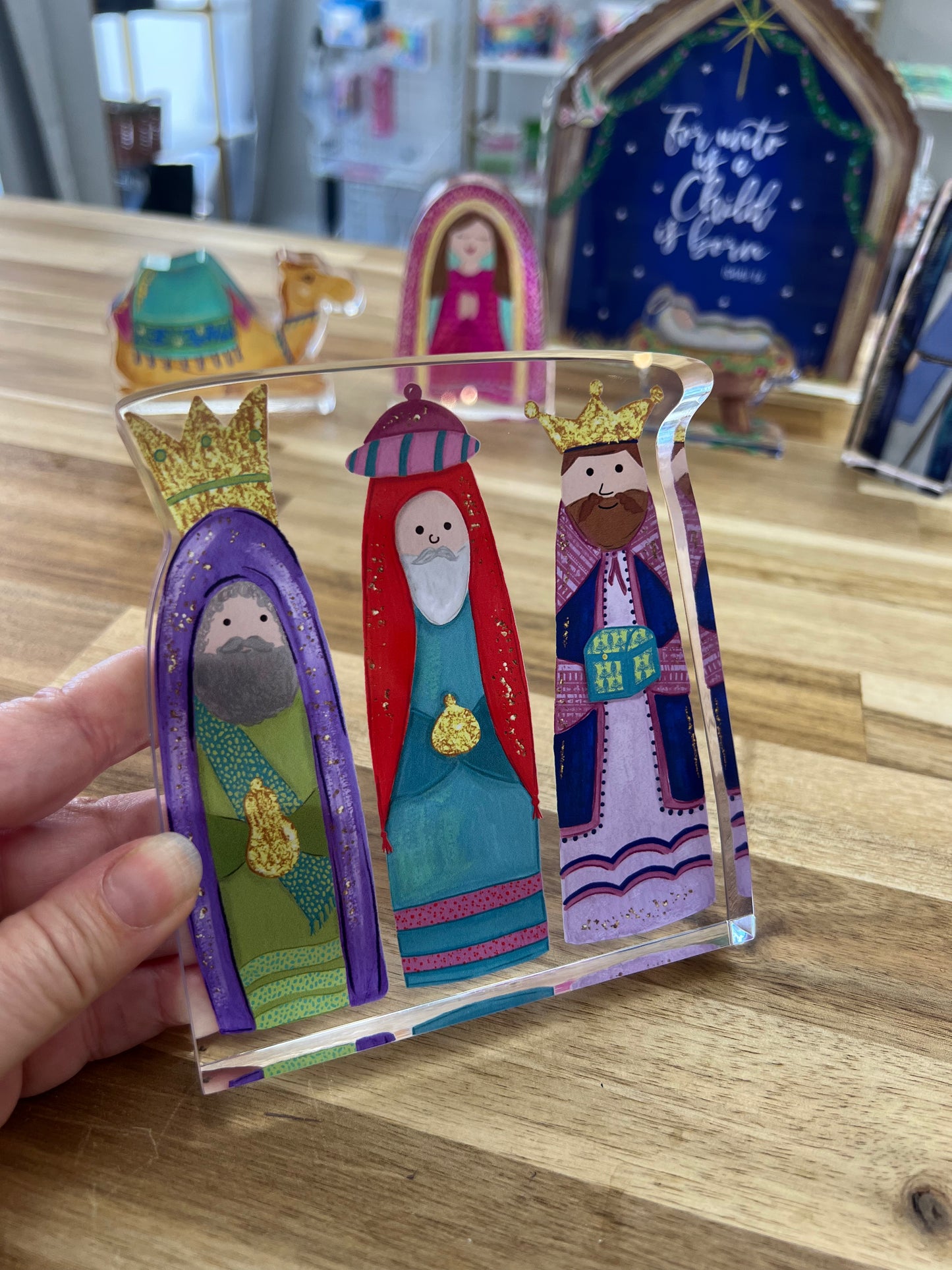 NINE PIECE "For Unto Us" Acrylic Nativity Set
