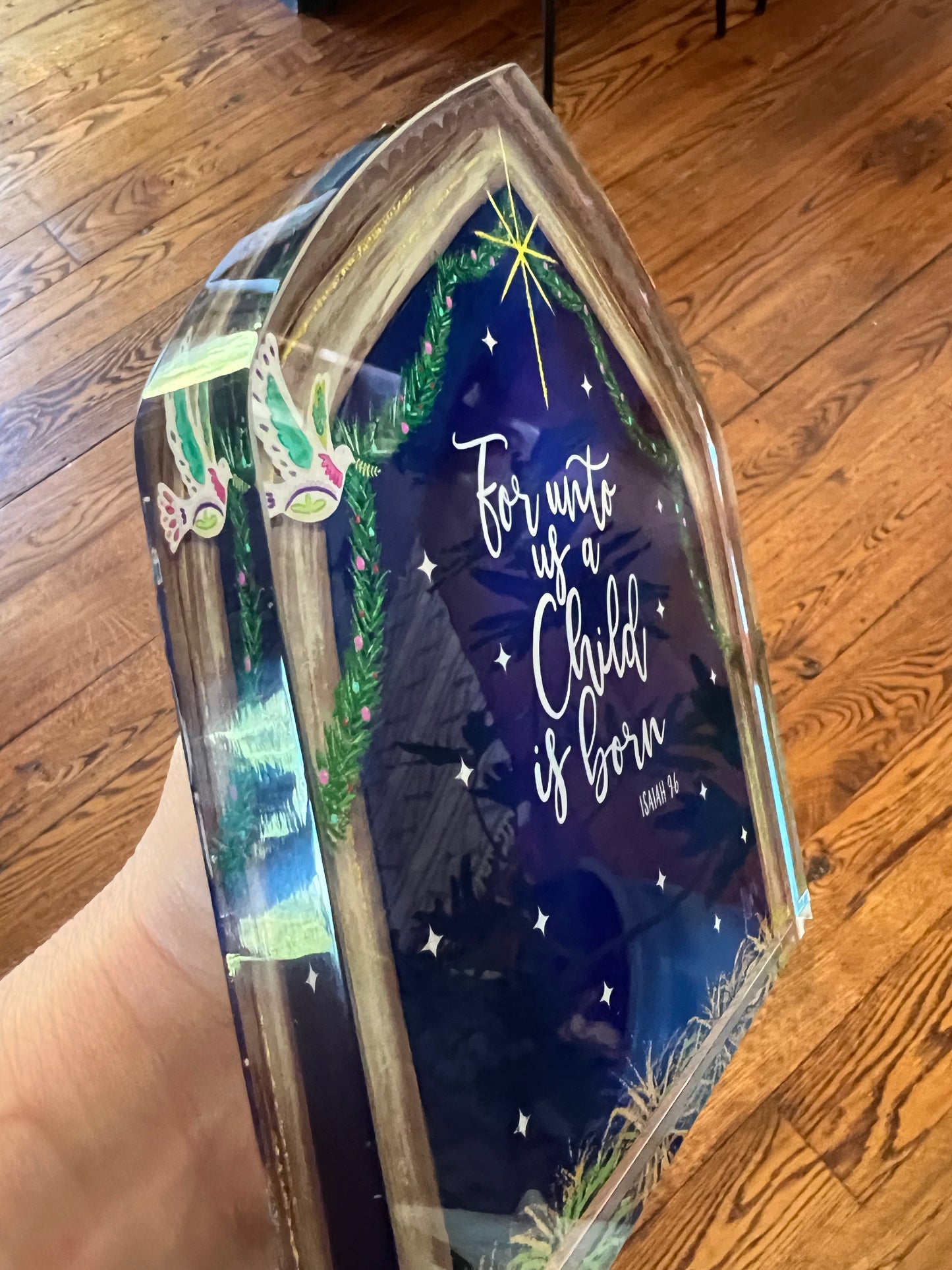 NINE PIECE "For Unto Us" Acrylic Nativity Set