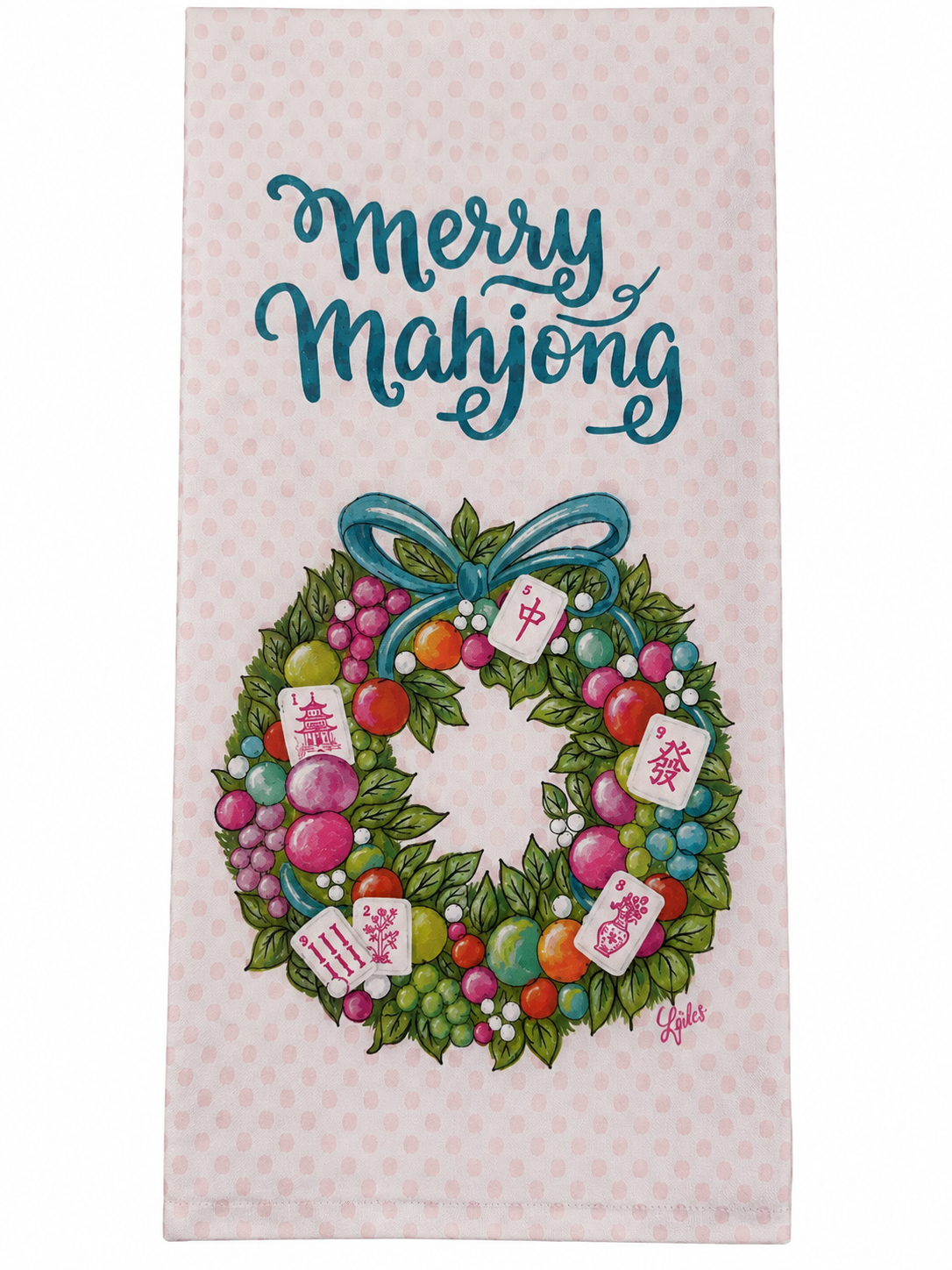 Merry Mahjong Cotton Tea Towel