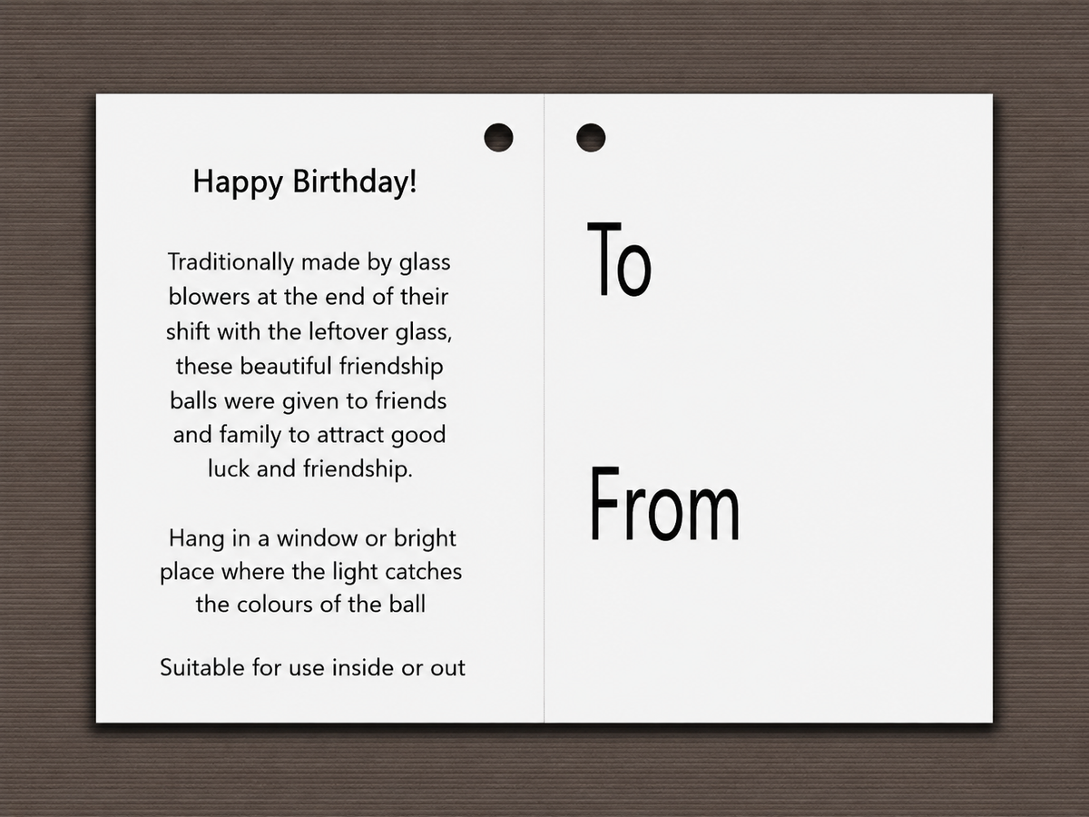 Sienna Glass - 10cm Friendship Ball - Happy Birthday