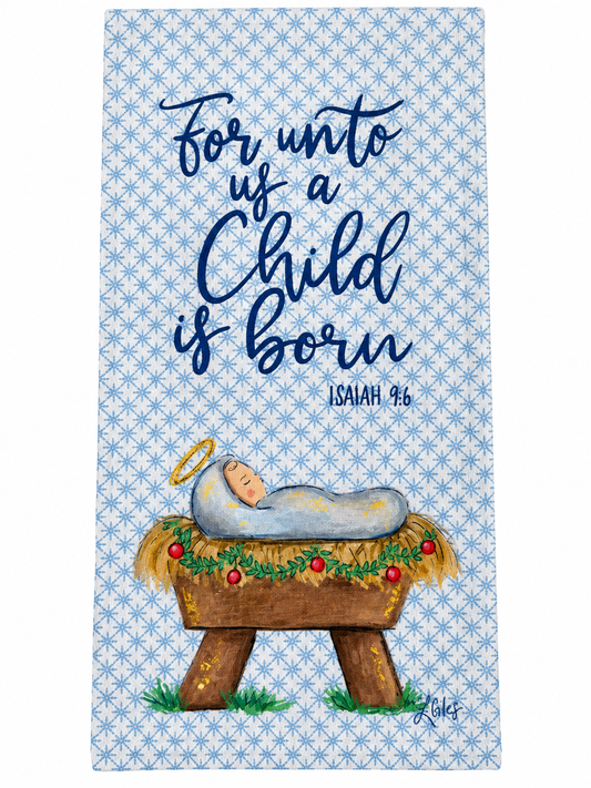 For Unto Us Cotton Tea Towel