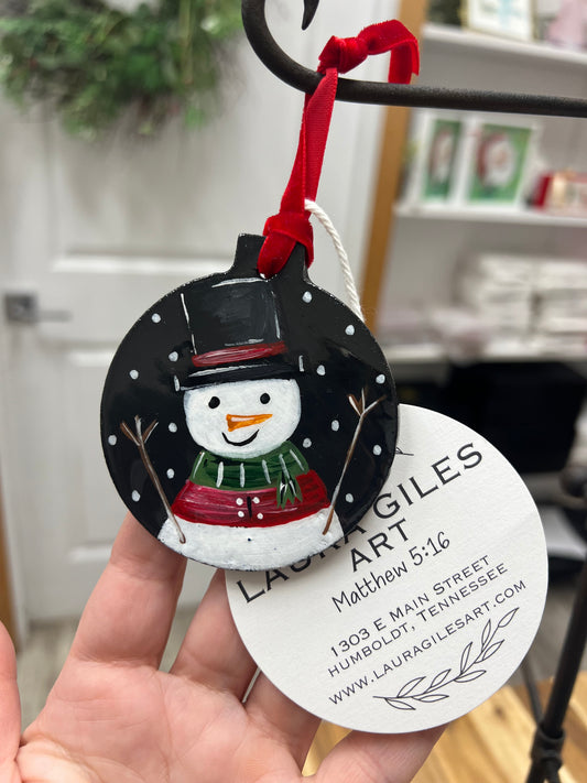 Handpainted Slate Snowman with Resin