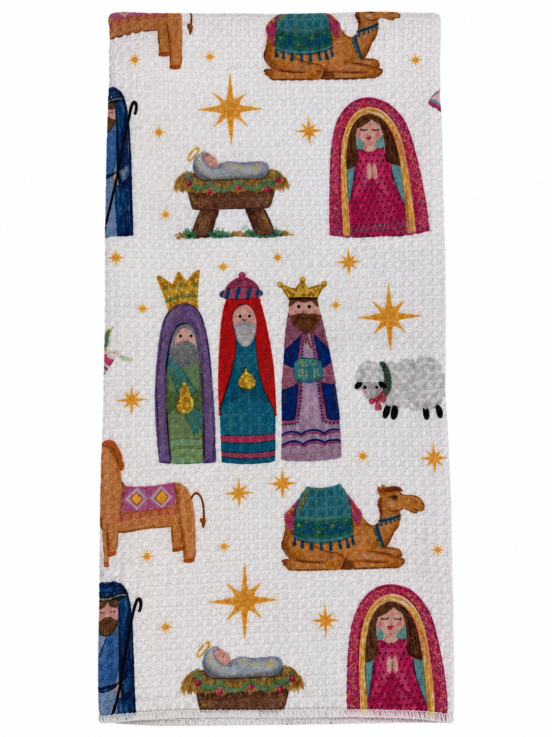 Nativity Repeat Pattern Waffle Tea Towel
