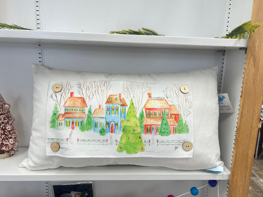 Pillow Swap Pillow with Christmas Village