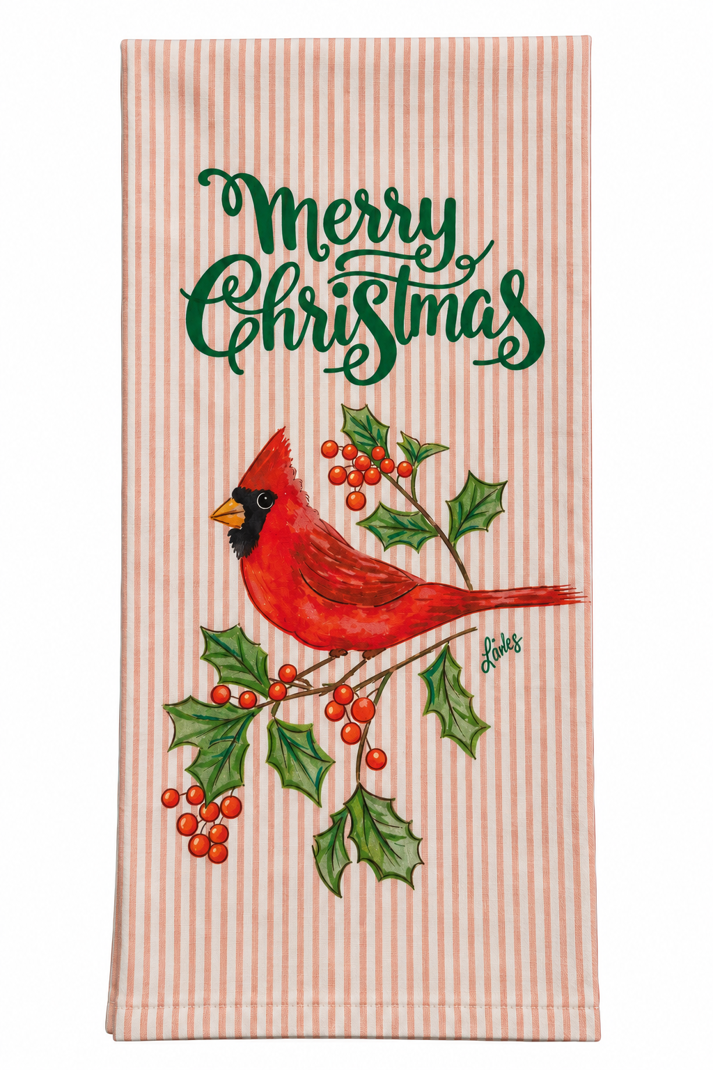 Red Bird - Cardinal Merry Christmas Cotton Tea Towel