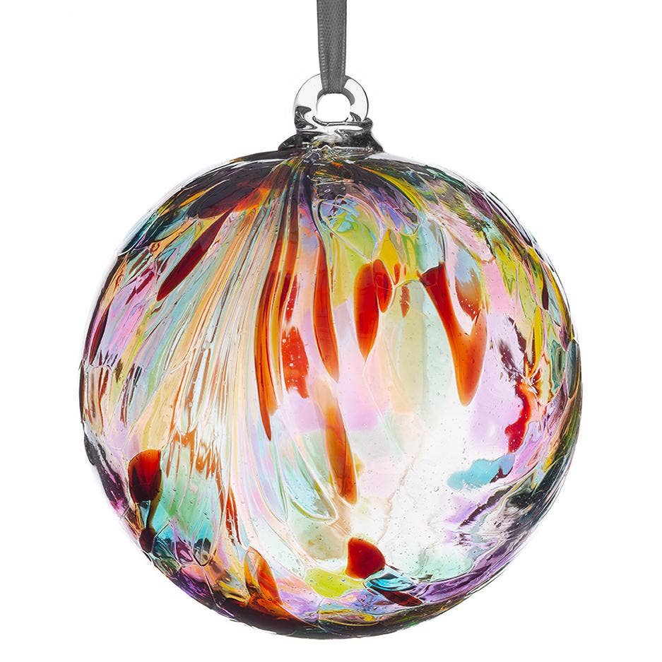 Sienna Glass - 10cm Friendship Ball - Feather Design - Multicoloured
