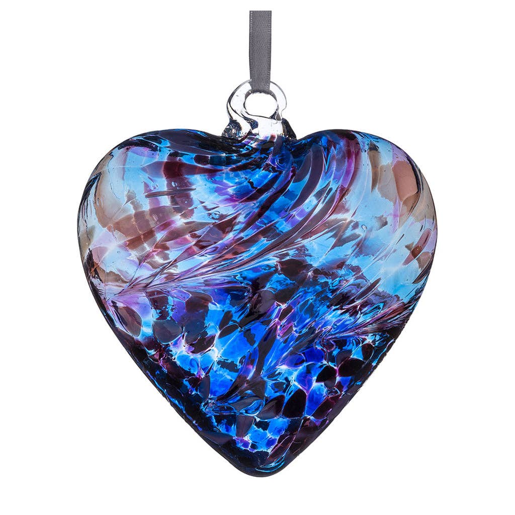 Sienna Glass - 8cm Friendship Hearts - Unlabelled: Multicoloured Turquoise