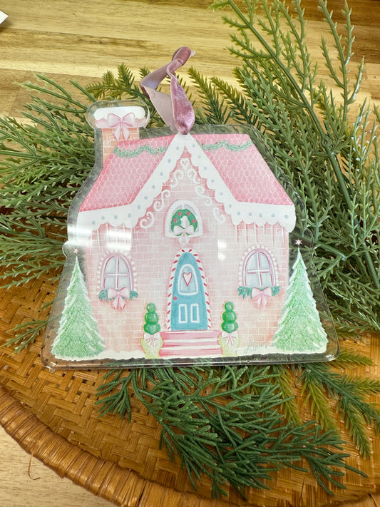 Acrylic Pink Gingerbread Ornament
