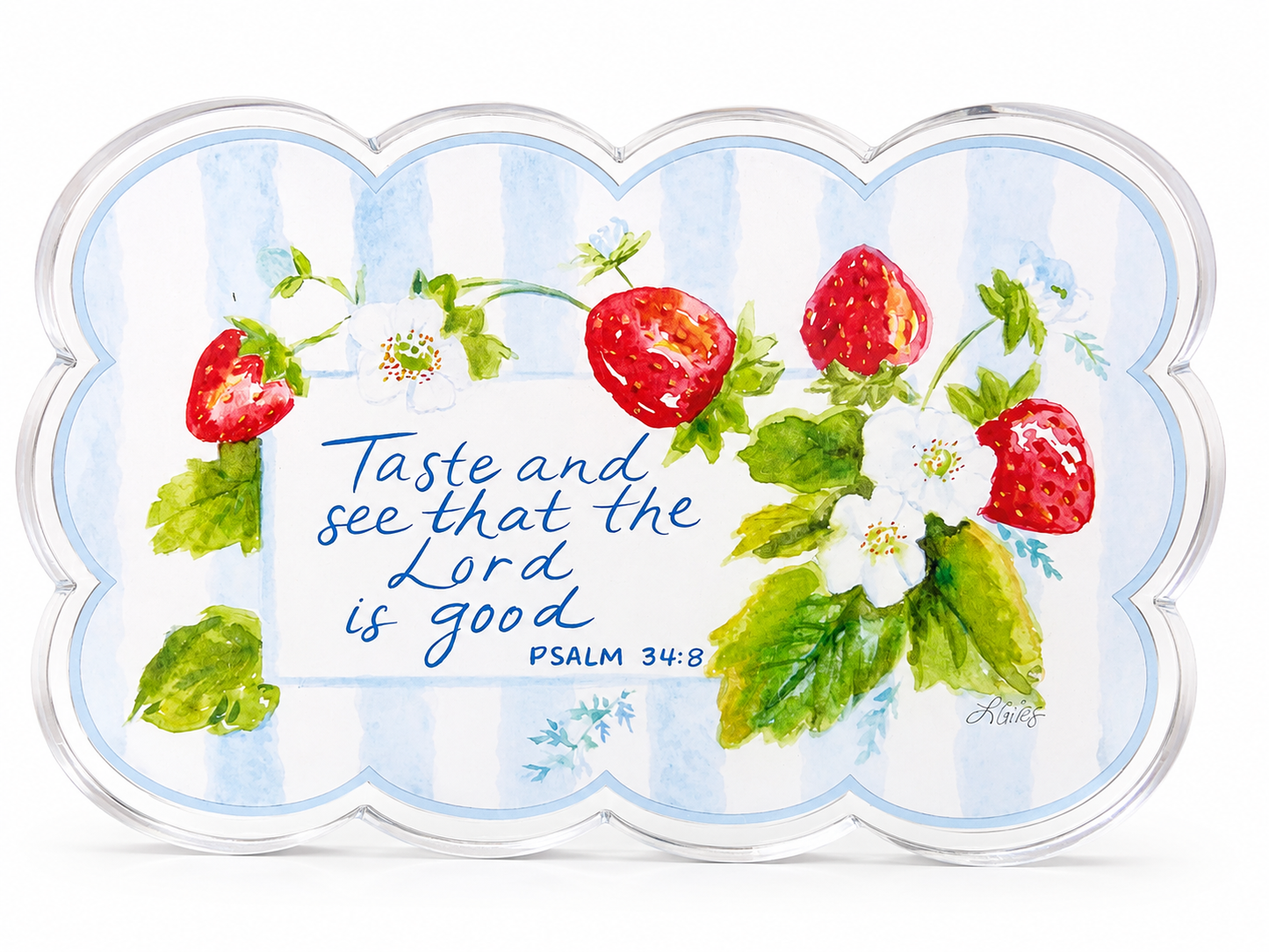 Strawberry Acrylic Block Psalm 34:8