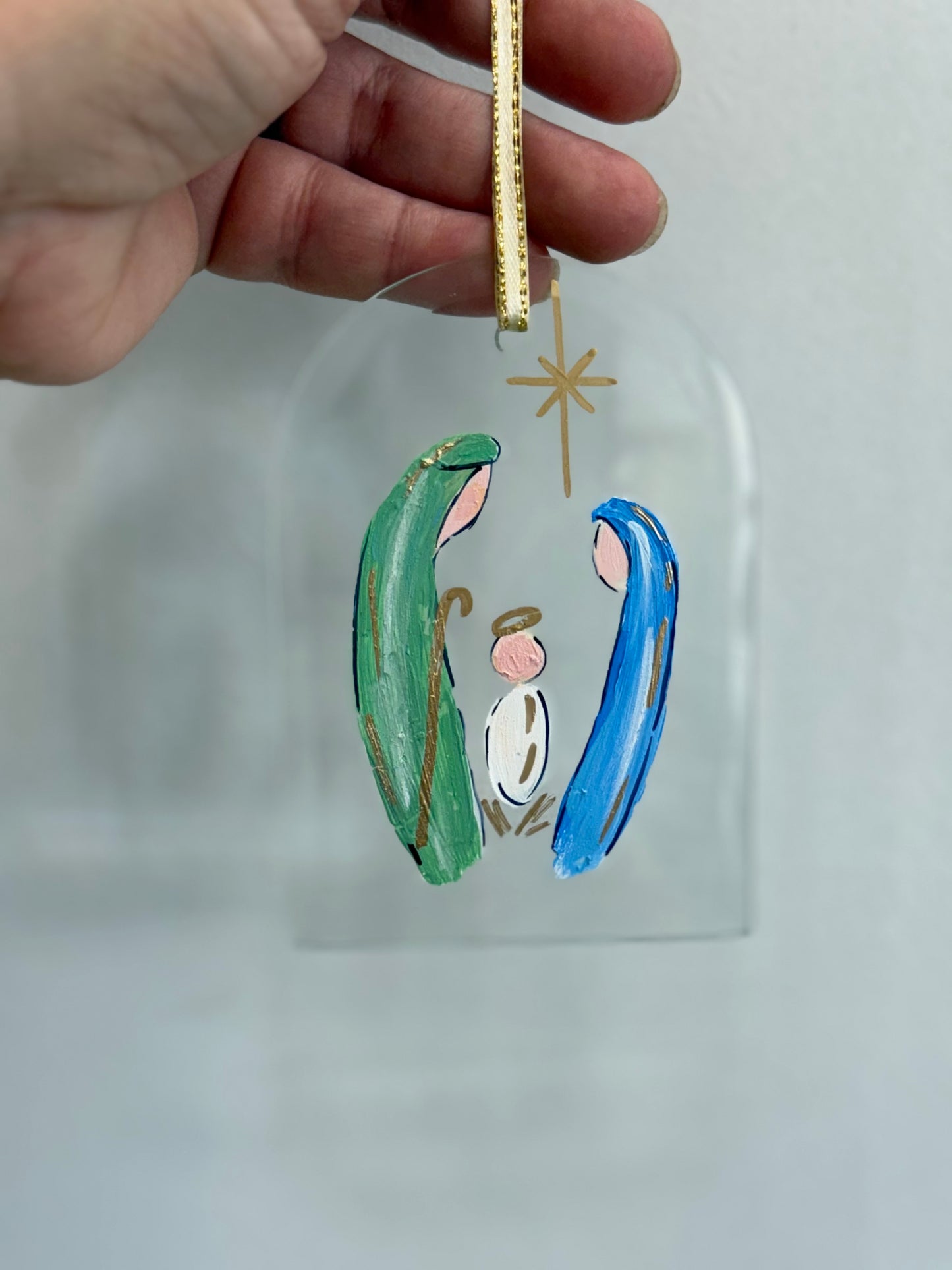 Glass Holy Family Hand painted (Pre-Order for Mid November)