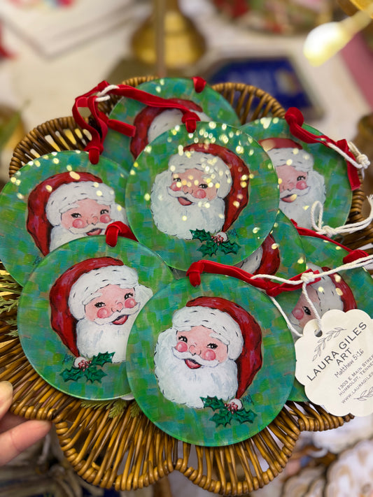Santa 4" Round Acrylic Ornament