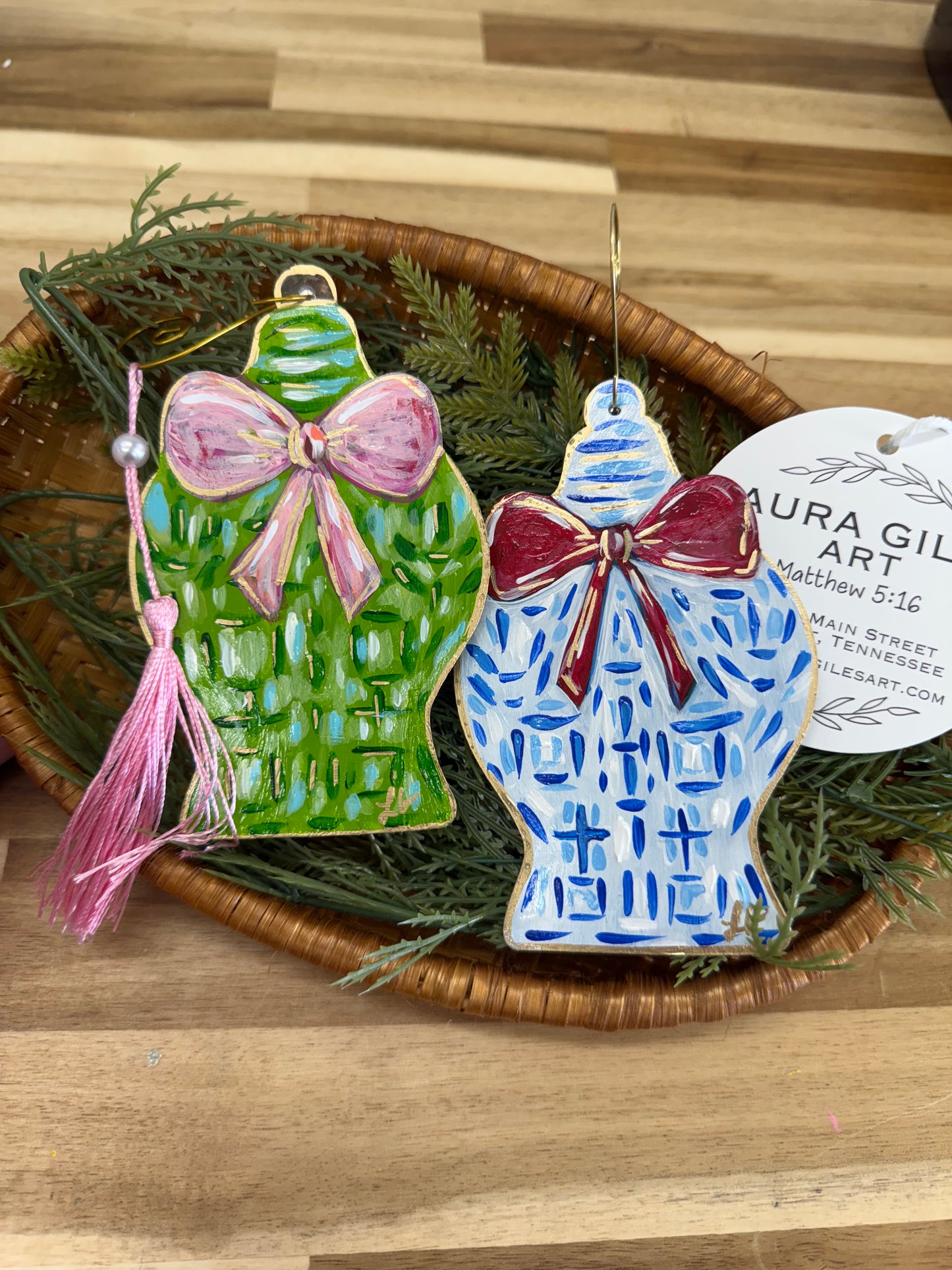 Hand Painted Ginger Jar Green or Blue (Pre-Order for Mid November)