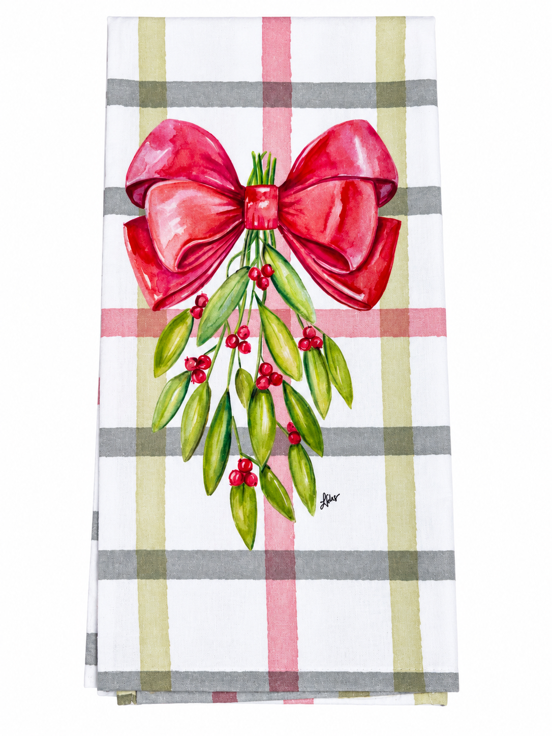 Mistletoe Bow Cotton Tea Towel