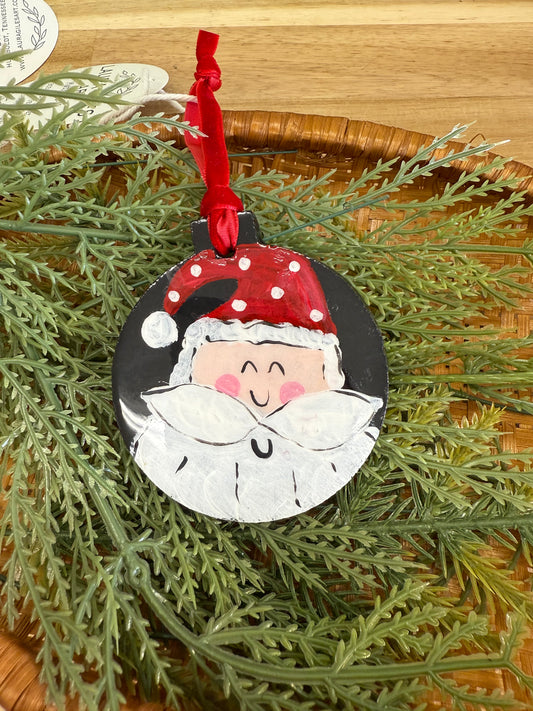 Handpainted Slate Santa with Resin (Handpainted Oyster Shell Baby Jesus (Pre-Order for mid November)