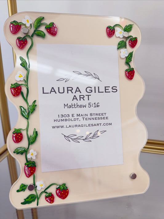 Hand painted Cream Berry Picture Frame