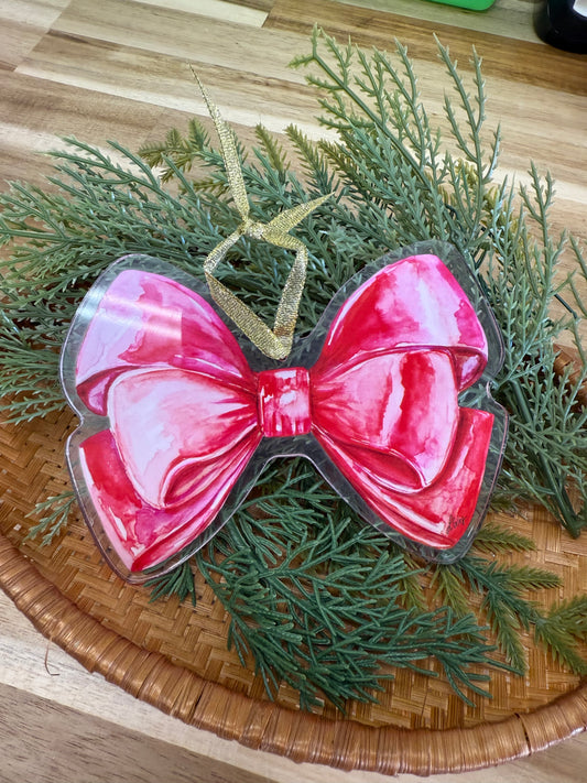 Acrylic Red Bow Ornament
