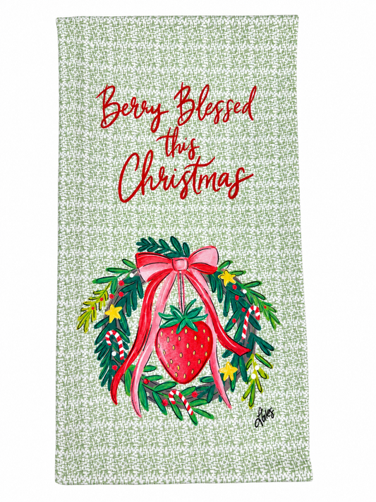 Berry Blessed this Christmas  Cotton Tea Towel