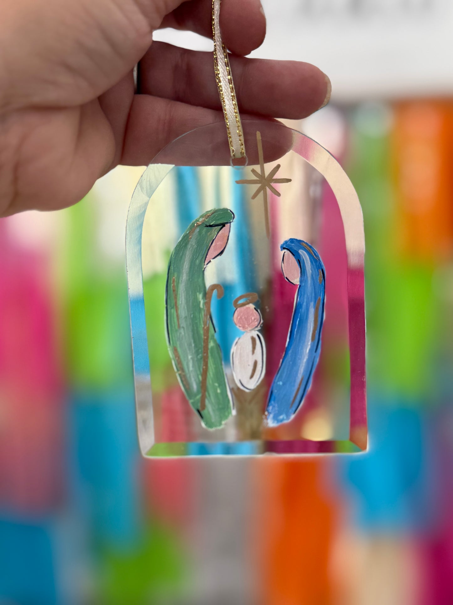 Glass Holy Family Hand painted (Pre-Order for Mid November)