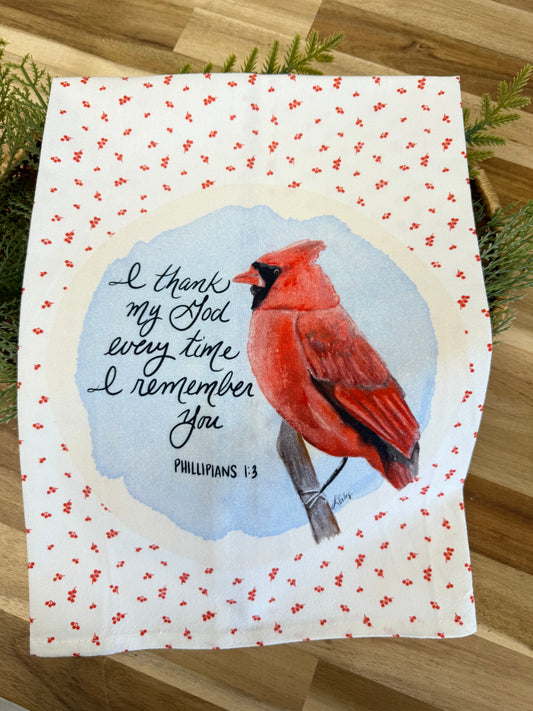 Red Bird Tea Towel