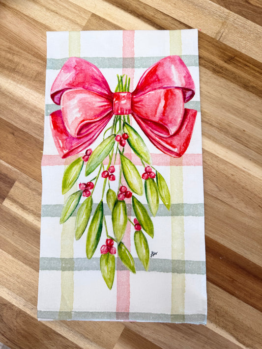 Mistletoe Bow Tea Towel