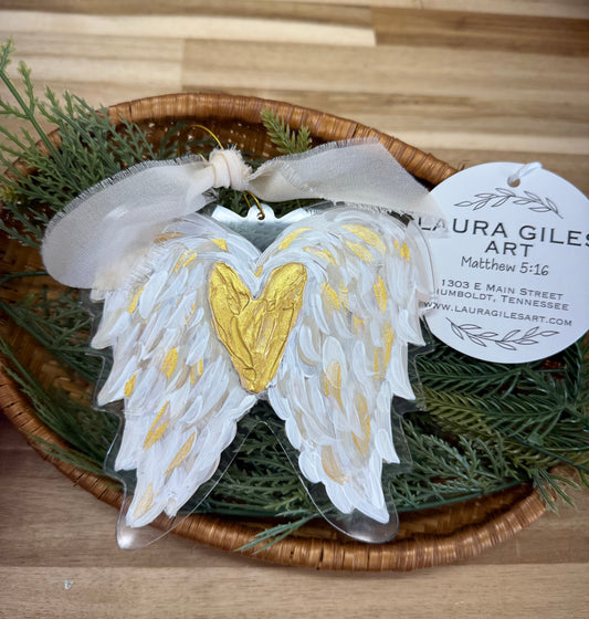 Hand Painted Textured Acrylic Angel Wings Handpainted Oyster Shell Baby Jesus (Pre-Order for mid November)