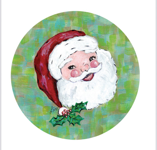Santa 4" Round Acrylic Ornament (mid November pre-order)