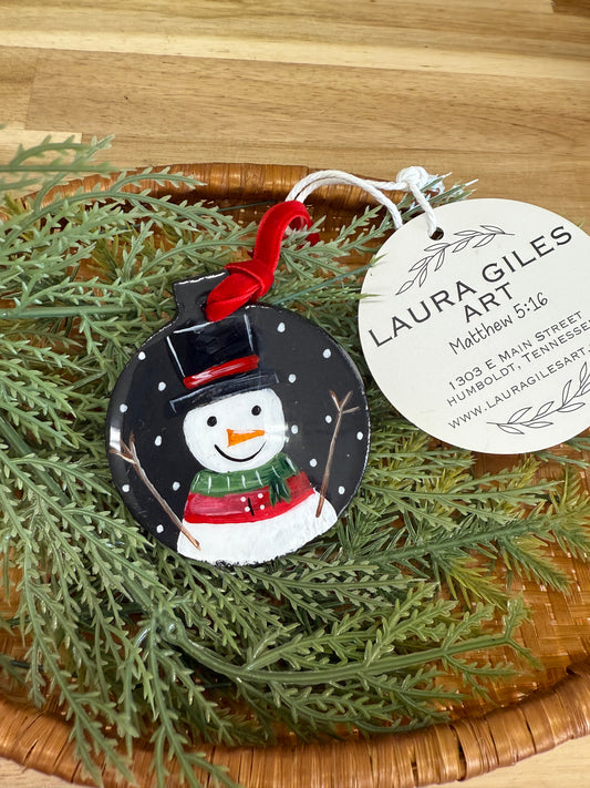Handpainted Slate Snowman with Resin (Handpainted Oyster Shell Baby Jesus (Pre-Order for mid November)