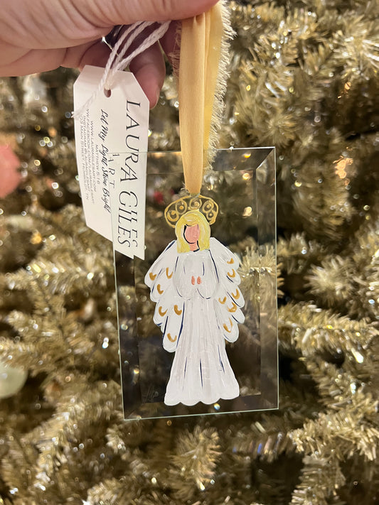 Handpainted Angel on Glass Handpainted Oyster Shell Baby Jesus (Pre-Order for mid November)