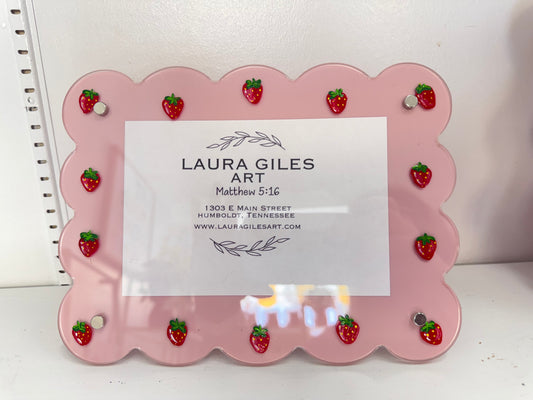 Hand painted Pink Horizontal Berry Picture Frame