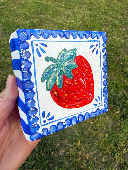 Blue & White Hand Painted Berry Block