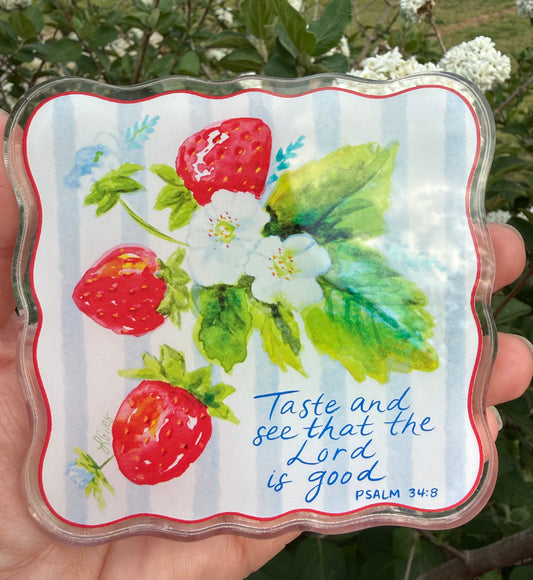 Set of 2 - Berry Coasters Psalm 34:8