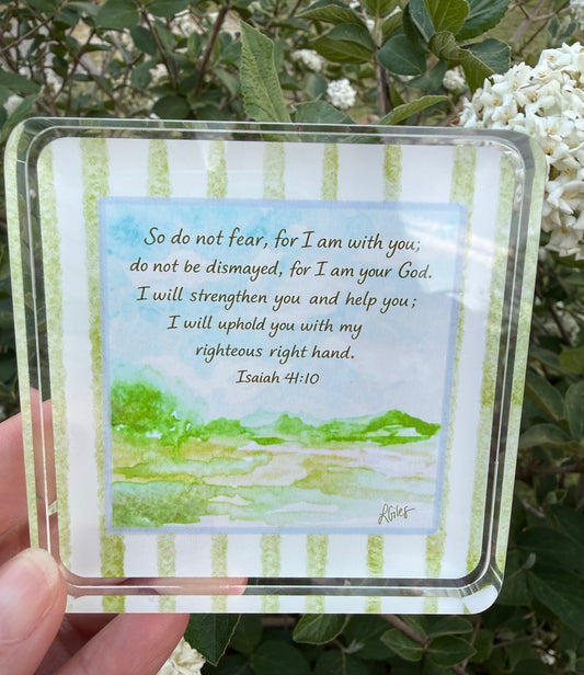 Isaiah 41:10 Acrylic Scripture Block Landscape