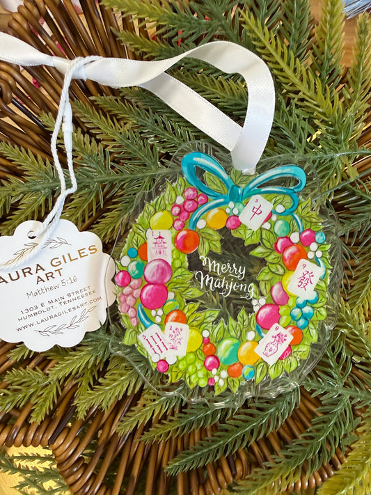Merry Mahjong - acrylic ornament 4"