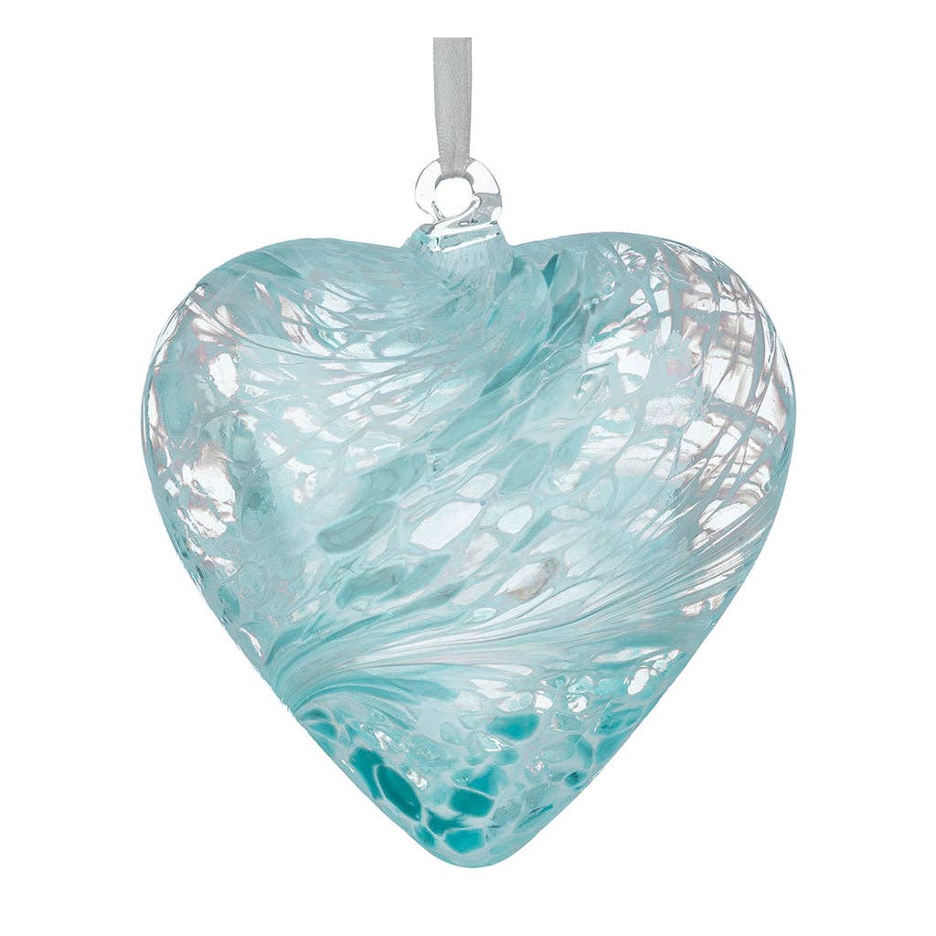 Sienna Glass - 8cm Friendship Hearts - Unlabelled: Multicoloured Turquoise