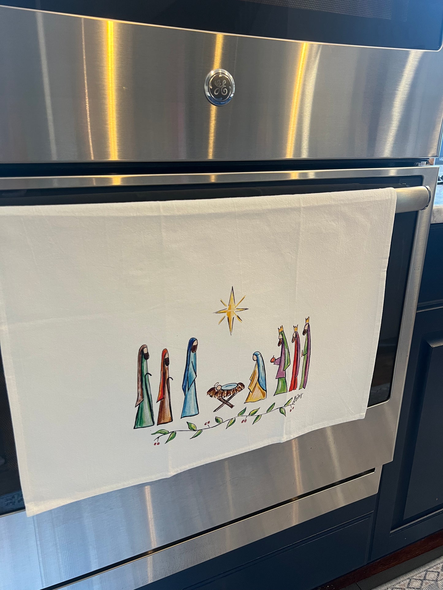 Colorful Nativity Tea Towel