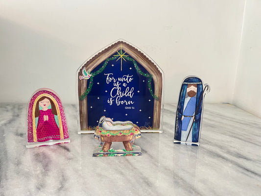 FOUR Piece Acrylic Nativity Set