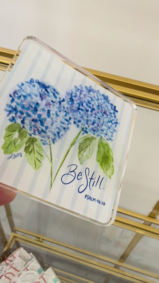 Set of Two - Be Still Coaster Psalm 34:8